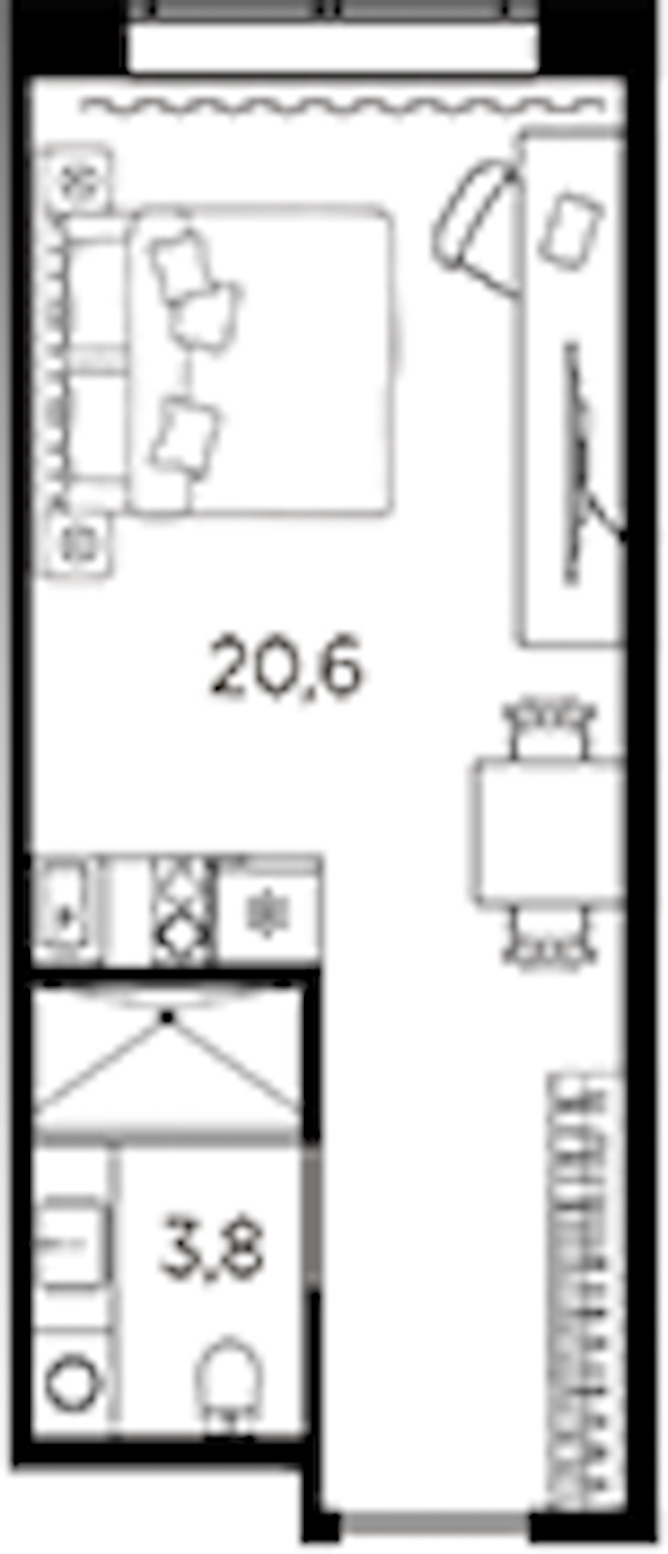 Квартира студия 24.4 м², 5/13 эт., ЖК «AVENIR Industrial»